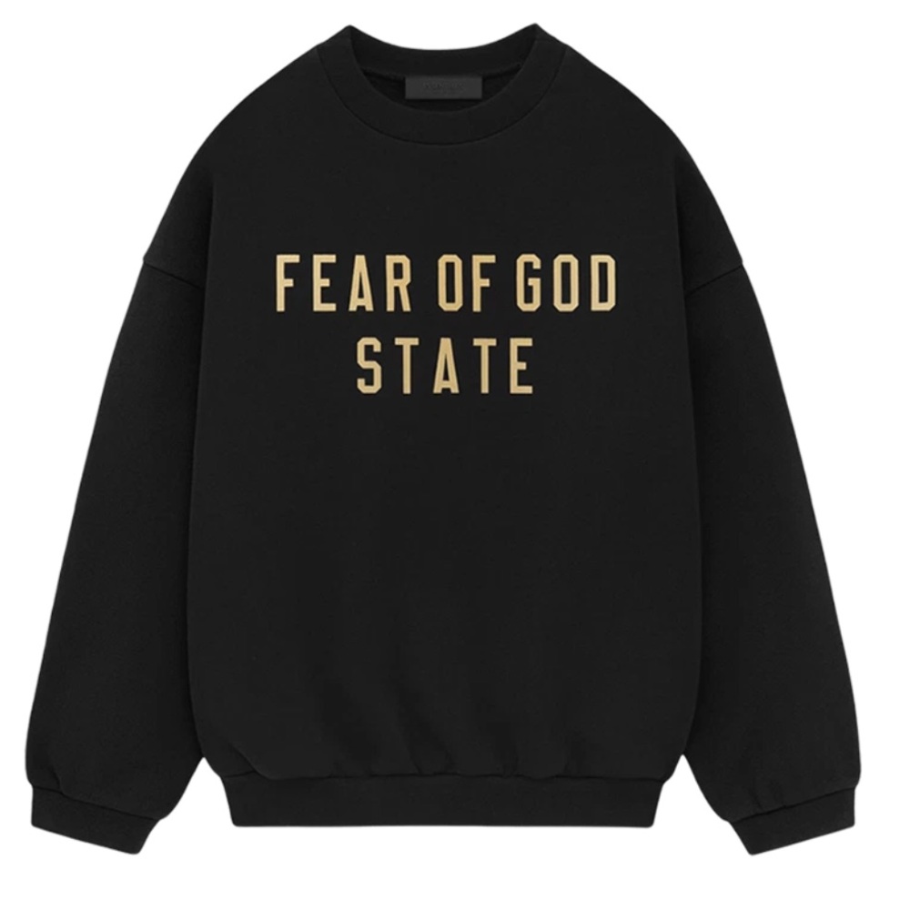 NEW Essentials Fear of God State Black Crewneck Fleece Shirt 💯 AUTHENTIC